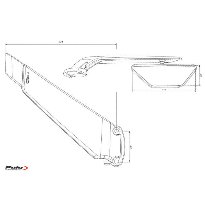 Puig 22024N retrovisori Aileron downforce per Kawasaki ZX-6R Ninja