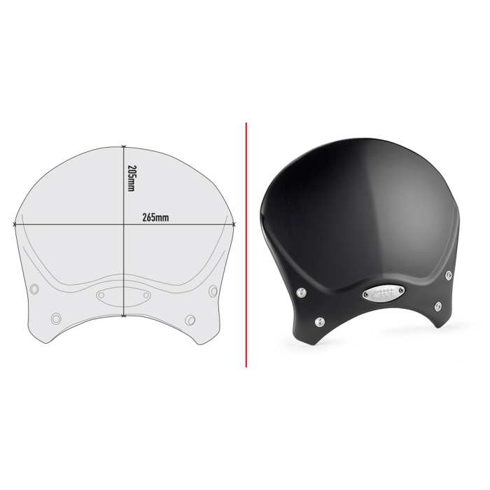 per moto nake 100ALB Cupolino Race Cafe universale in alluminio anodizzato nero 