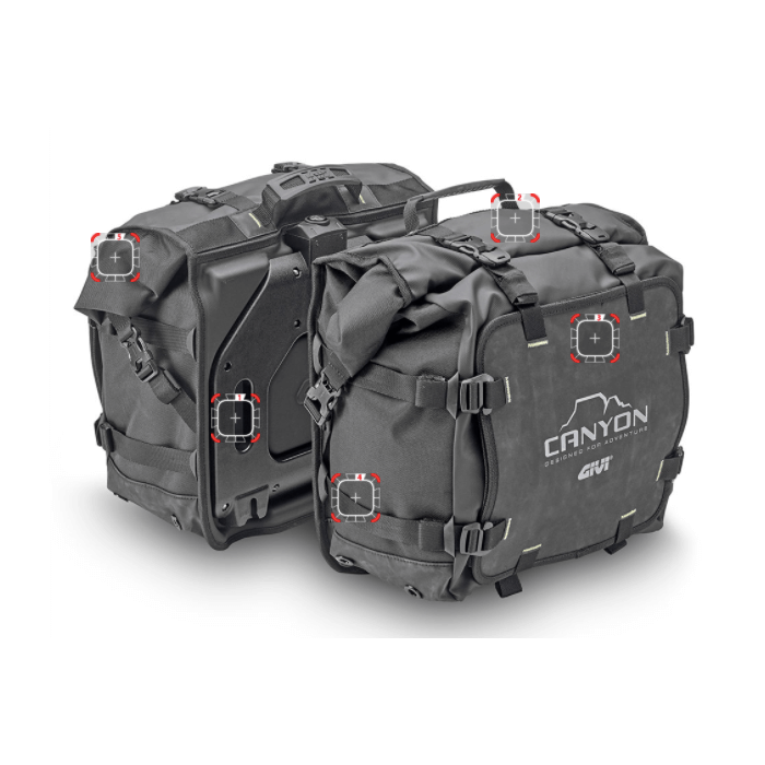 Givi GRT720 borse moto laterali Canyon con aggancio monokey 25 +25 litri