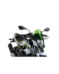Cupolino di colore verde Puig 3494V omologato TUV e certificato ABE realizzato per moto Kawasaki Z125 dal 2019