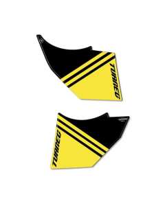 Adesivi protezioni deflettori nero/giallo per la moto Aprilia Tuareg 660