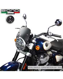 Cupolino nero satinato basso Biondi 8010435 modello Caffè per Royal Enfield Super Meteor 650. 