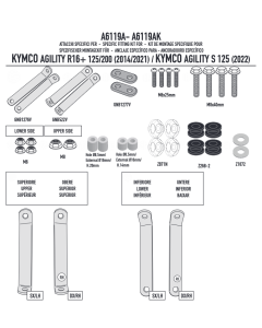 Givi A6119A kit di attacchi per il montaggio dei parabrezza 440A e 441A su Kymco Agility S 125 dal 2022