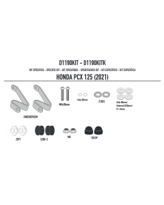 Givi D1190KIT kit di attacchi per montare il parabrezza 1190DT su Honda PCX 125 dal 2021