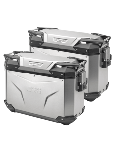 Givi OBKE37A PACK2 coppia di valigie in alluminio silver da 37 litri Trekker Outback EVO