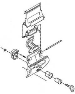 Blocco cerniera montato ricambio originale per bauletto moto monokey Givi TRK52.