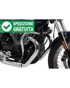 Paramotore tubolare in acciaio cromato per la Moto Guzzi V7 850 dal 2021 Hepco 501556 00 01