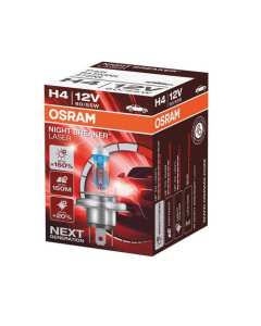 Lampa Osram O64193NL lampada  alogena Night Breaker Laser H4, fino al 150%  di luce in più, fascio luminoso fino a 40m più lungo, luce bianca fino al 20% in più.