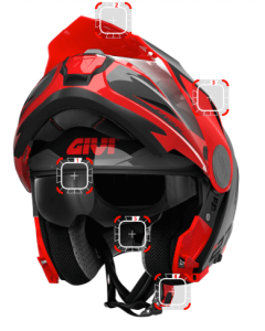 Ricambi per il casco modulare Givi X.27 visiere, meccanismi visierino solare e paravento.