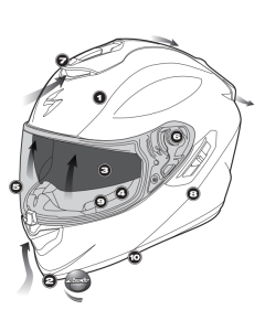 Ricambi originali per il casco Scorpion EXO-1400 Carbon, EXO-R1 Air, EXO-520 Air EXO-391.