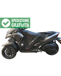 Copertina termoscud coprigambe Tucano Urbano R216PRO studiata per essere montata unicamente sullo scooter Yamaha Tricity 300 prodotto dal 2020 in poi.