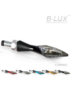 Coppia di frecce da moto universali e omologate con tecnologia a LED Barracuda modello X-LED B-LUX N1001/BX disponibilii nelle colorazioni nero, argento, rosso, oro, blu e arancione.