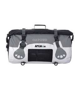 OXFORD Aqua T30 OXF.00.OL970  borsa da sella impermeabile colore bianco antracite volume di 30 litri, utilizzabile come borsa serbatoio, posteriore e tracolla.