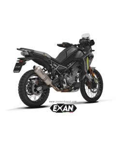 Exan XCF04-00-ORT terminale OV-Rally in titanio per CFMoto 450MT dal 2025.