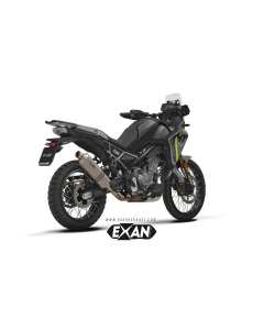 Exan XCF04-00-XRI terminale X-Rally inox satinato per CFMoto 450MT dal 2025.