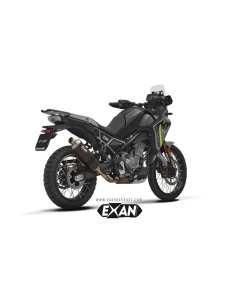 Exan XCF04-00-XRN terminale X-Rally inox satinato nero per CFMoto 450MT dal 2025.