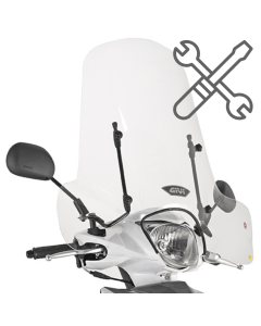 Kit attacchi A107AFM per parabrezza 107A e 107S su Piaggio Liberty 50 e 125.