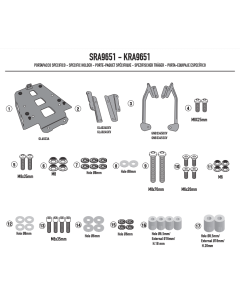 Givi SRA9651 piastra bauletto con aggancio monokey per la moto Kove 800X Pro.