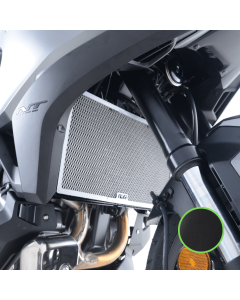 R&G RAD0288 protezione radiatore in alluminio nero per Honda NT1100 DCT dal 2025 con sospensioni elettroniche.