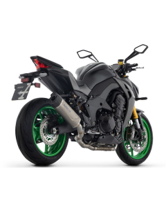 Terminale Arrow 77507PK Indy Race EVO in titanio con fondello carbonio, omologato Euro 5 per Kawasaki Z1100 e Z1100 SE dal 2025.