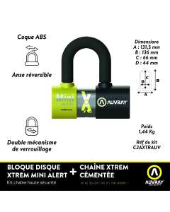 AUVRAY 2AXTRAUV U Lock Xtrem Mini Alert SRA nero e giallo.