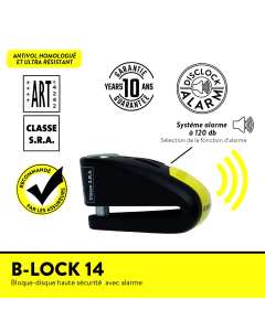 Auvray BLA14BYCAUV bloccadisco B-Lock 14 giallo e nero con allarme.