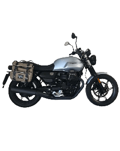 Bags & Bike coppia borse laterali Sahara in canvas grigio per Moto Guzzi V7 850 dal 2025.