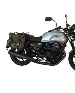 Bags & Bike coppia borse laterali Sahara Centenario in canvas verde per Moto Guzzi V7 850 dal 2025.