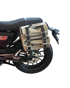 Bags & Bike borsa Sahara in Canvas grigio sinistra Honda GB350S