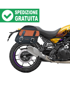 Borse Laterali Explorer nera e cuoio per Royal Enfield Guerrilla 450.