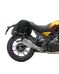 Borse laterali per moto Guerrilla 450 con logo.