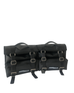 Borse laterali Camion per moto Guerrilla 450 Bags & Bike con logo Guerrilla.