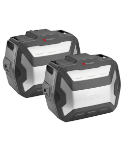 Coppia di valigie laterali Givi XSPACE espandibili con cover silver.
