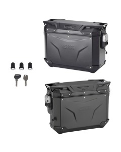 Givi OBKEV3733BPACK2 coppia di valigie nere Trekker Outback Evo Smart con valigia destra scantonata.