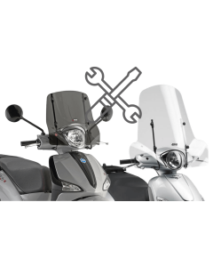 Kit attacchi A107AFM per parabrezza 107A e 107S su Piaggio Liberty 50 e 125.