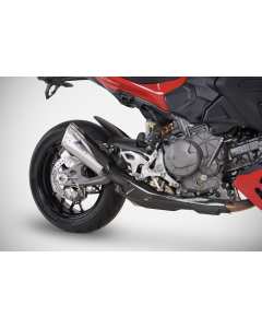 Dettaglio paracalore in carbonio Zard ZDU034S10TTO terminale di scarico omologato per Ducati Streetfighter V2 dal 2025.