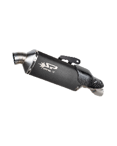 Spark GCF0101DOM Slip-on Dakar Terminale di Scarico in Acciaio Nero per CFMoto 450MT dal 2024.