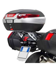 Attacco posteriore GIVI SRA690 specifico in alluminio per moto BMW K 1200 R (05 > 08) / K 1300 R (09 > 16), compatibile con il portavaligie laterali.