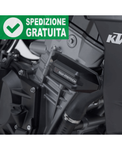 Tamponi paratelaio SW-Motech STP.04.590.10000/B per la moto KTM Duke 990 dal 2024. La base dei tamponi è in alluminio mentre i tamponi sono realizzati in Ertalon PA6.