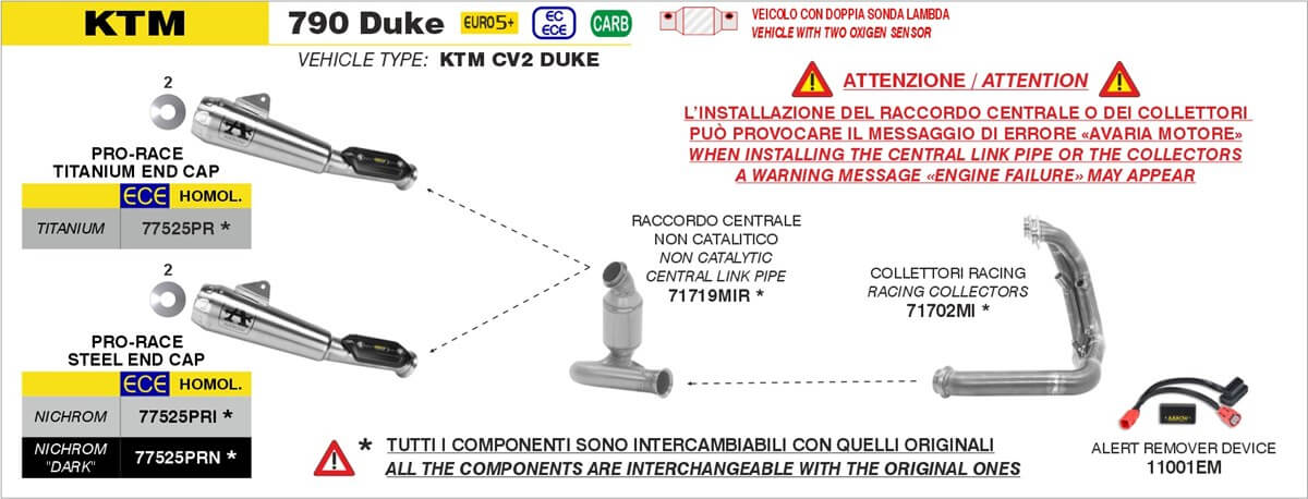 KTM 790 DUKE dal 2027 collettori e terminali Arrow. Terminali e collettori Arrow per KTM 790 Duke dal 2027.