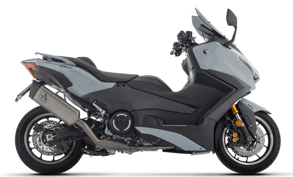 Scarico completo Arrow 73023PT con terminale Pista per Yamaha T-MAX 560 dal 2025. Yamaha TMAX 560 dal 2025 kit completo Arrow Pista in Titanio 73023PT.