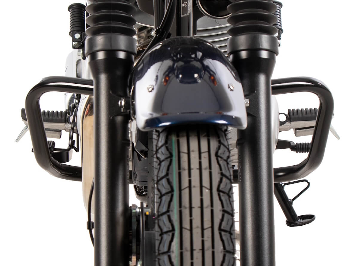 Barre protezione motore nere Hepco & Becker 5012555 00 01 per moto Meguro S1 dal 2025. Kawasaki W230 barre paramotore Hepco 5012555 00 01.