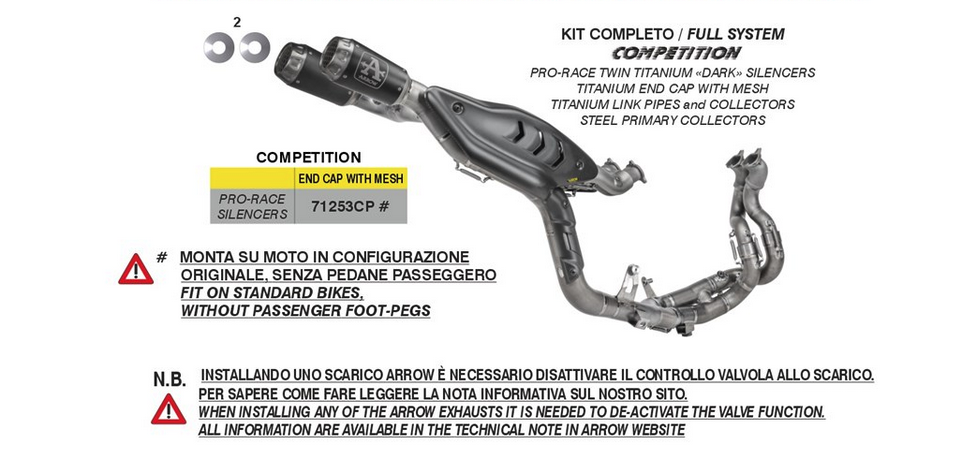 scarico completo Arrow per Ducati Panigale V4 dal 2025.
