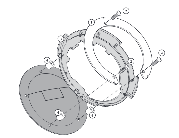 Schema montaggio flangia tanklock su Benelli TRK 702 X.