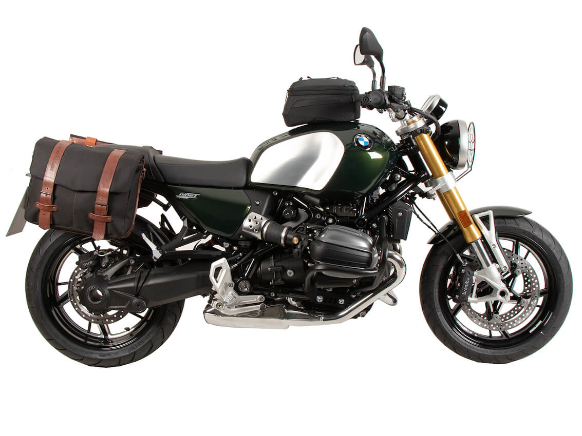 Borse laterali Hepco & Becker montate sulla moto Bmw R12 NineT.