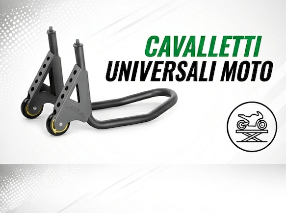 Cavalletti moto anteriori e posteriori.