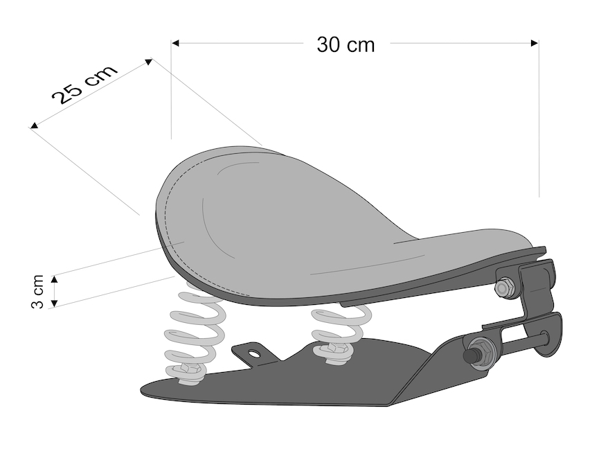 Misure sella Old School custom Acces per Harley Davidson Sportster