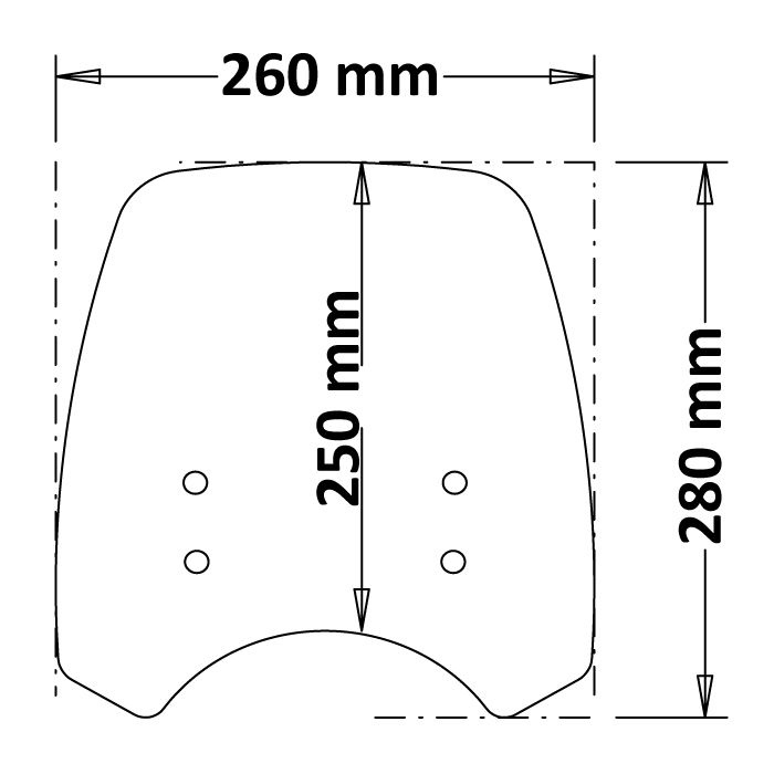 dimensioni del cupolino Isotta Isotta SC38-FS  per la Moto Guzzi V7 850 Euro 5 dal 2021 