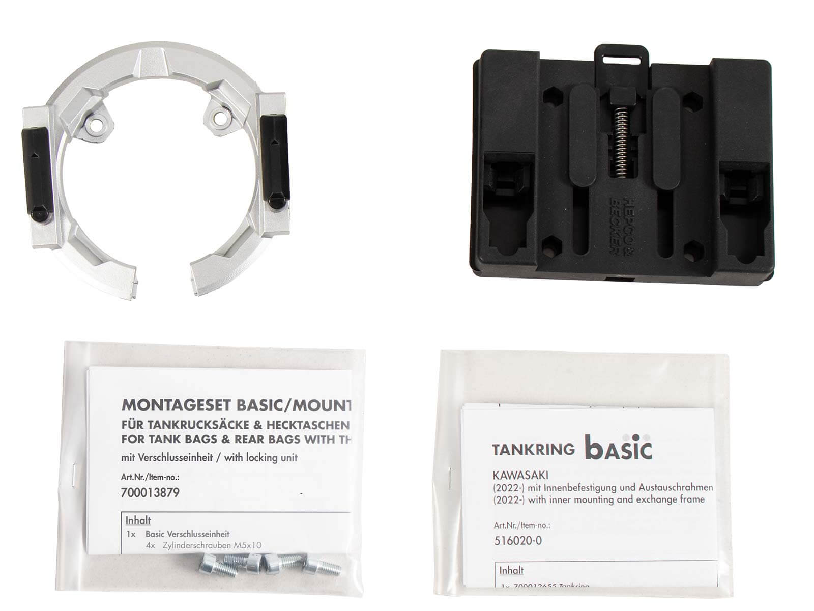 Aggancio Basic Hepco per Kawasaki Z900 dal 2025. Sistema d'aggancio borse da serbatoio moto Basic.