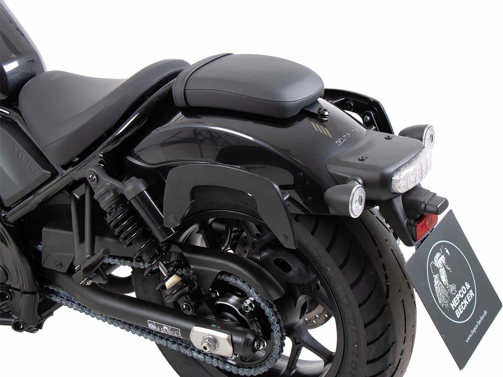6309557 00 01 telaietti C-Bow hepco & Becker. Borse laterali Hepco & Becker montate sulla moto Honda CMX 1100 Rebel.
